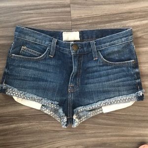 Current Elliott studded cut off jean shorts